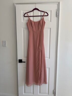 Birdy Grey Amy Chiffon Bridesmaid Maxi Dress Dusty Rose Pink Blush Size XS